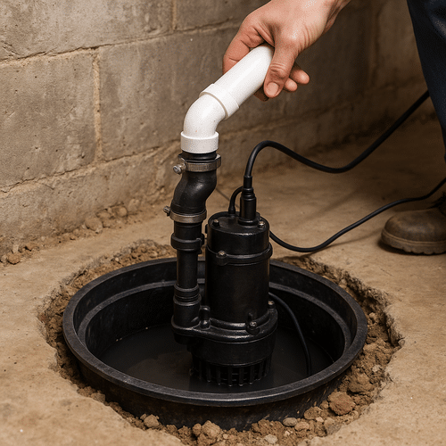 sump pump installed